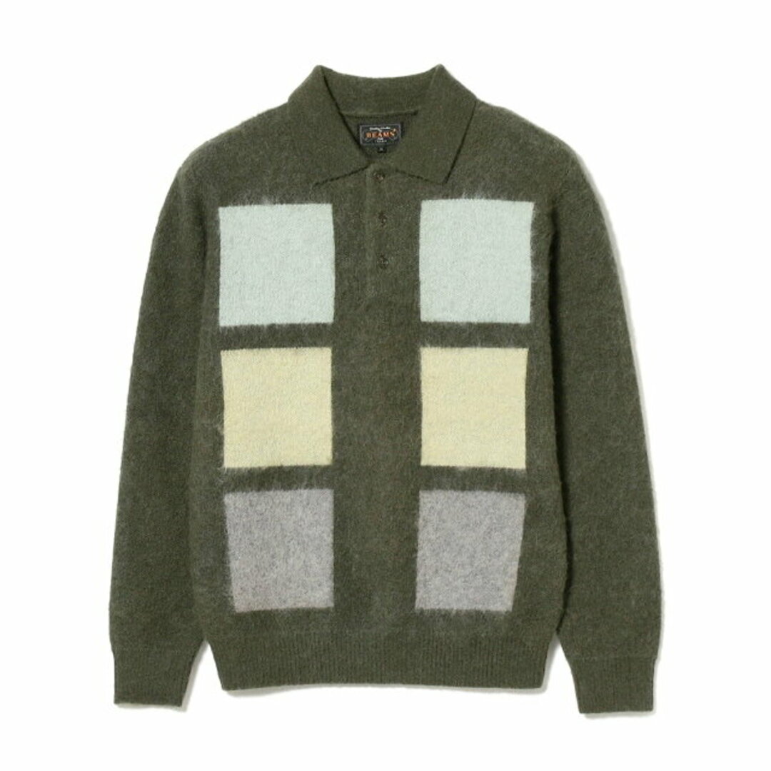 BEAMS - 【OLIVE】BEAMS PLUS / 9ゲージ シャギー ニット ポロシャツ