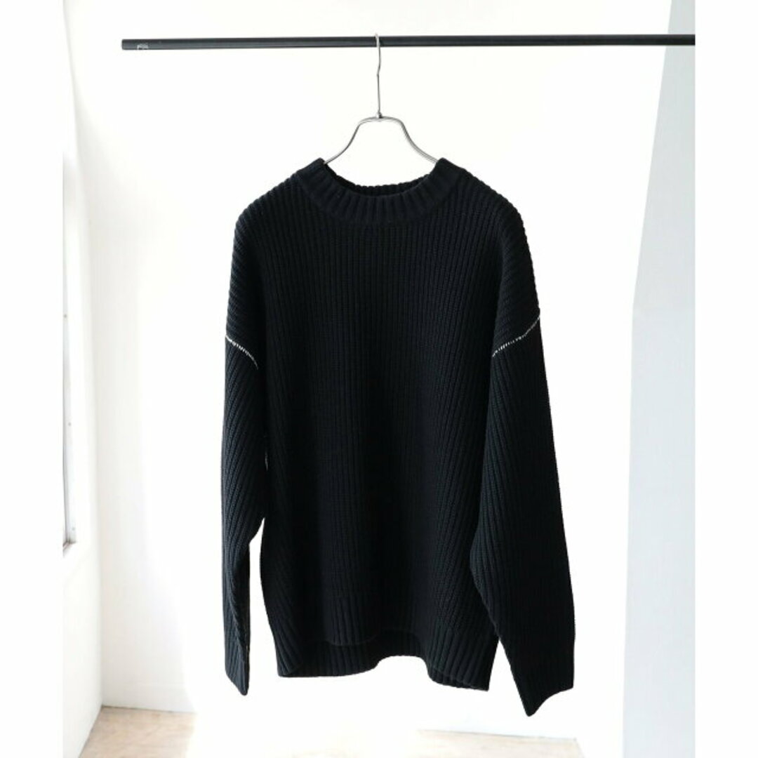 [新品] BEAMS 畔編み クルーネックニット S ブラック