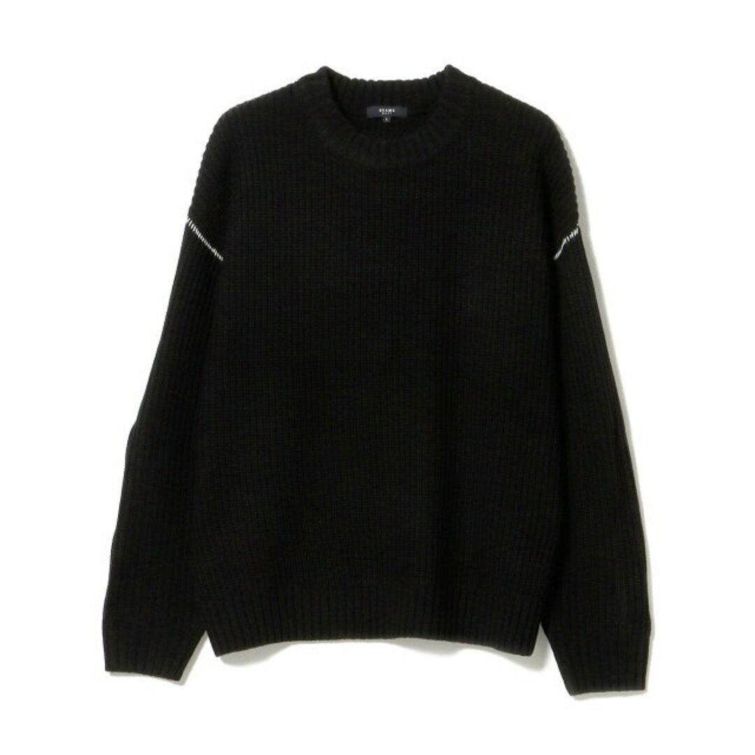 [新品] BEAMS 畔編み クルーネックニット S ブラック