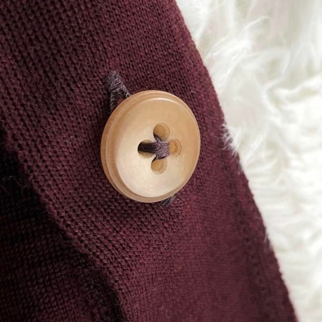 ◎極美品◎『45rpm』ロング カーディガン サイドスリット ウール ボルドー
