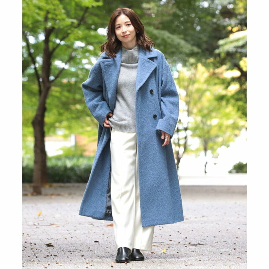 Demi luxe BEAMS  フェイクファーコート　ブルー　34サイズ