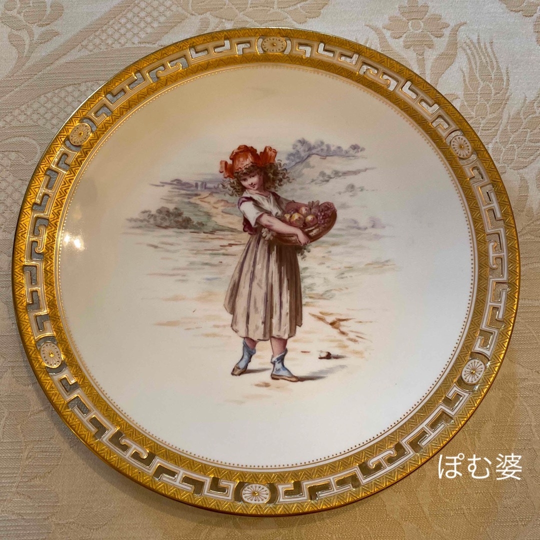 MEISSEN(マイセン)の★御専用【古ミントン】上級透かし ペア 金彩手描き 飾り皿「少女と少年」 インテリア/住まい/日用品のキッチン/食器(食器)の商品写真