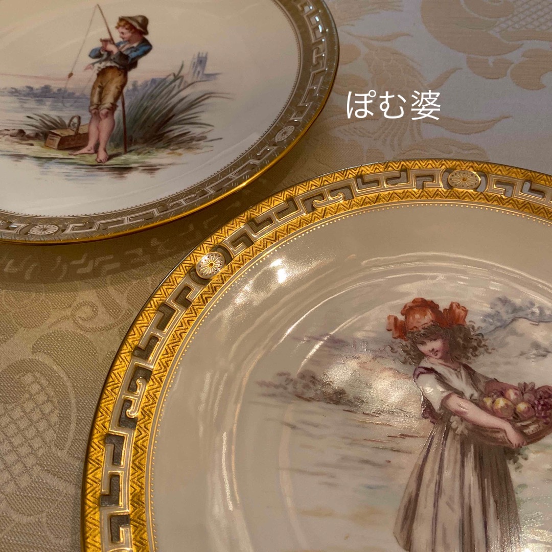 MEISSEN(マイセン)の★御専用【古ミントン】上級透かし ペア 金彩手描き 飾り皿「少女と少年」 インテリア/住まい/日用品のキッチン/食器(食器)の商品写真