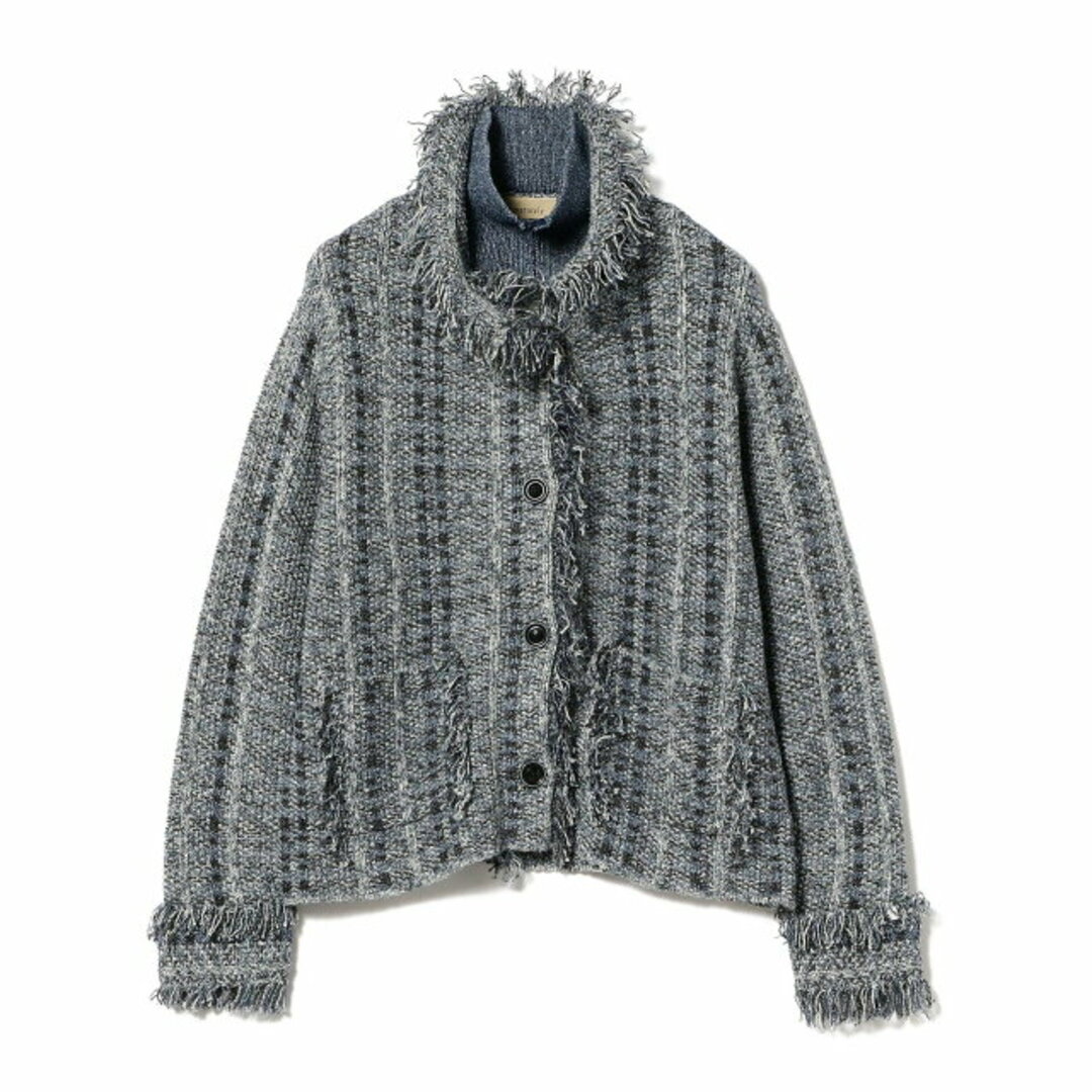 【NAVY】maturely / Knit Tweed Fringe Jacket