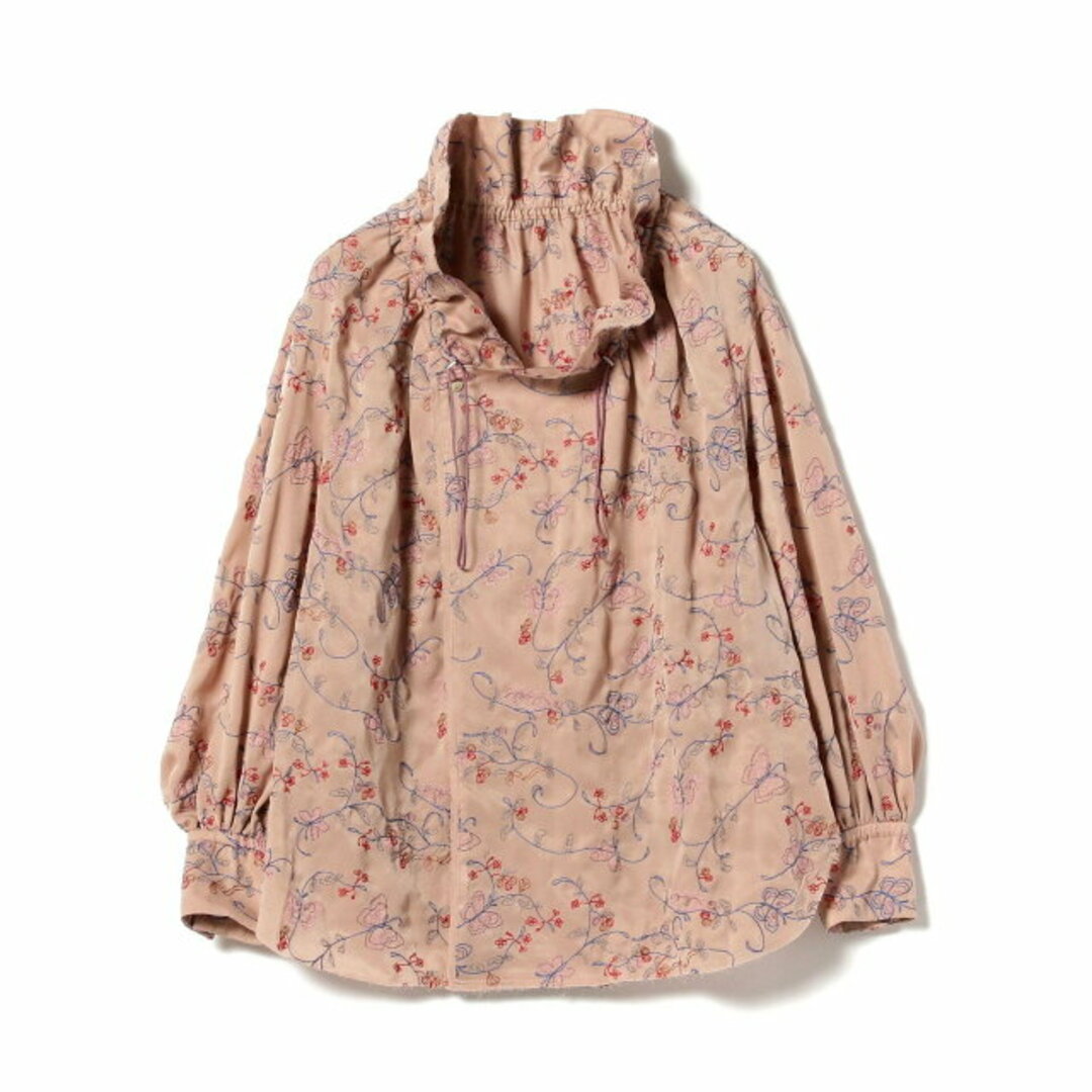 【PINK】maturely / Embroidery Cutoff Ruffle Blouse