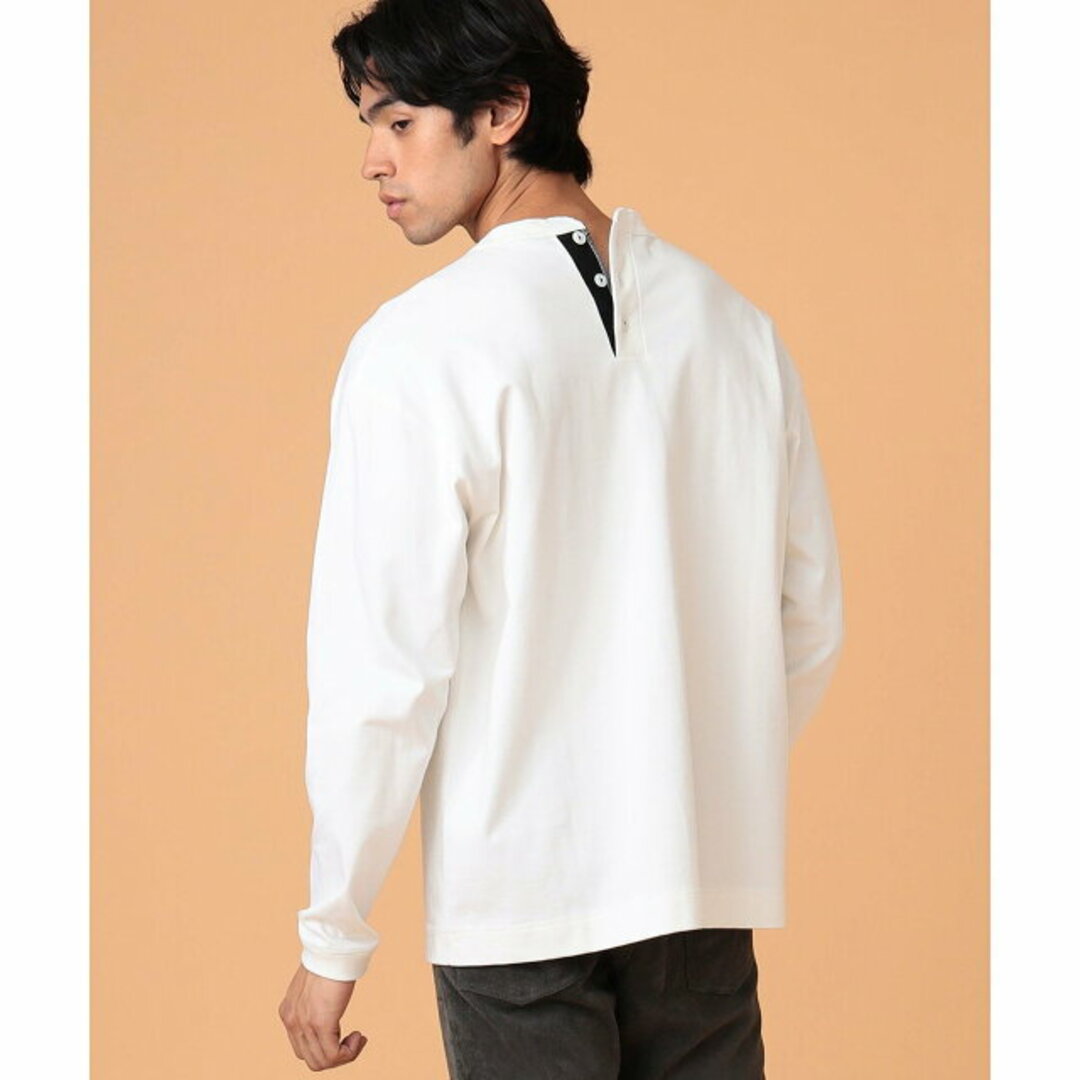 【WHITE】HEALTH KNIT * BEAMS LIGHTS / 別注 バック ヘンリーネック ロングスリーブ Tシャツ