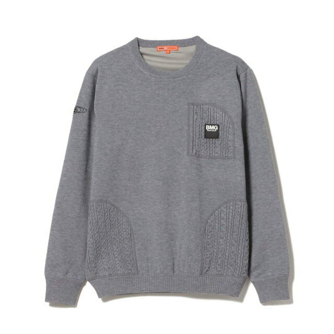 【GREY】BEAMS GOLF ORANGE LABEL / 裏地付き ケーブルポケットニット