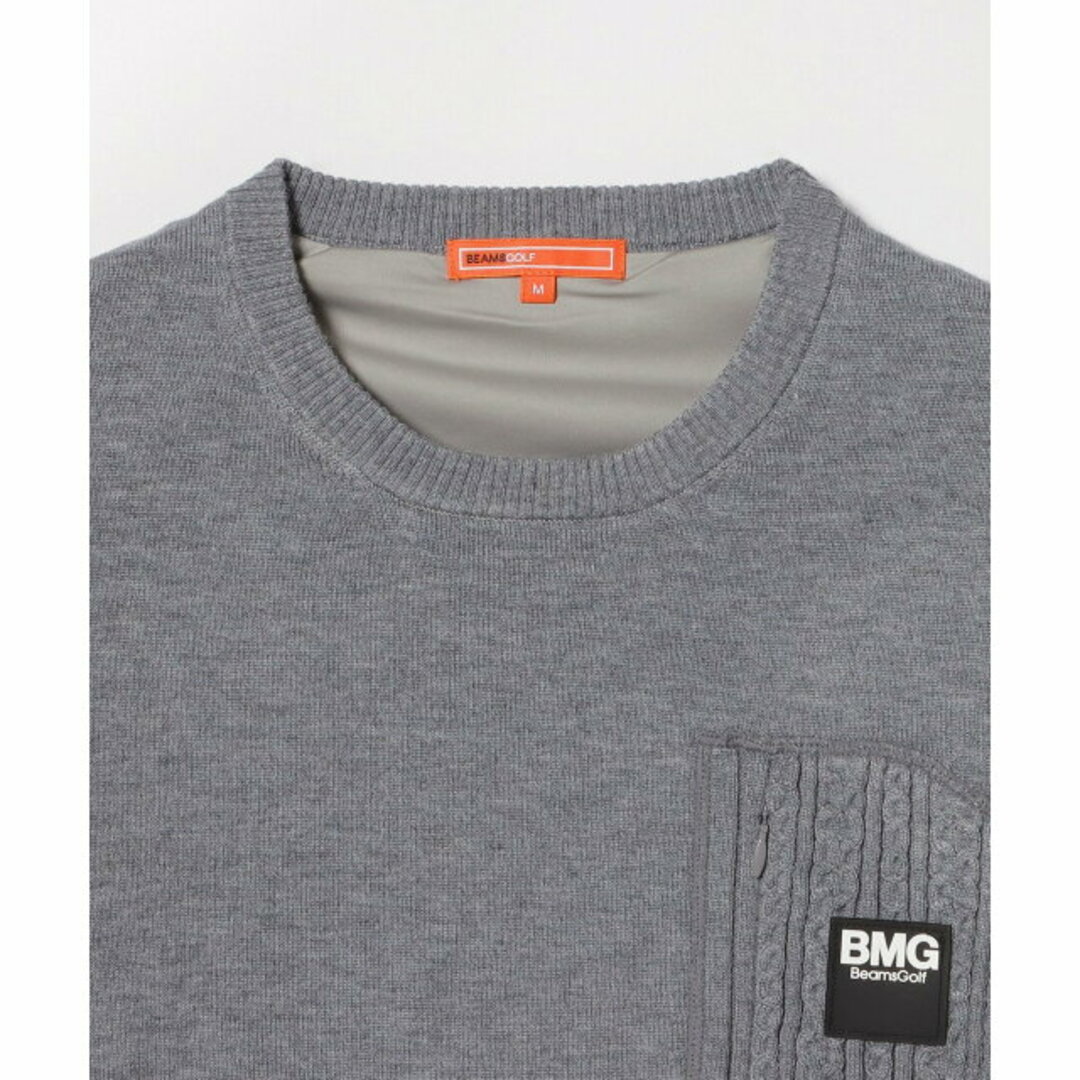 【GREY】BEAMS GOLF ORANGE LABEL / 裏地付き ケーブルポケットニット