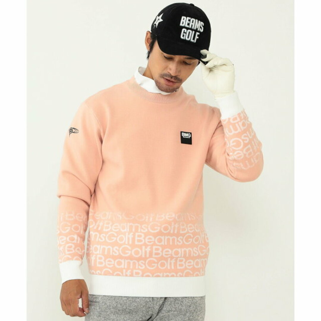 【PINK】<MEN>BEAMS GOLF ORANGE LABEL / 裏付き グラデーション ニット