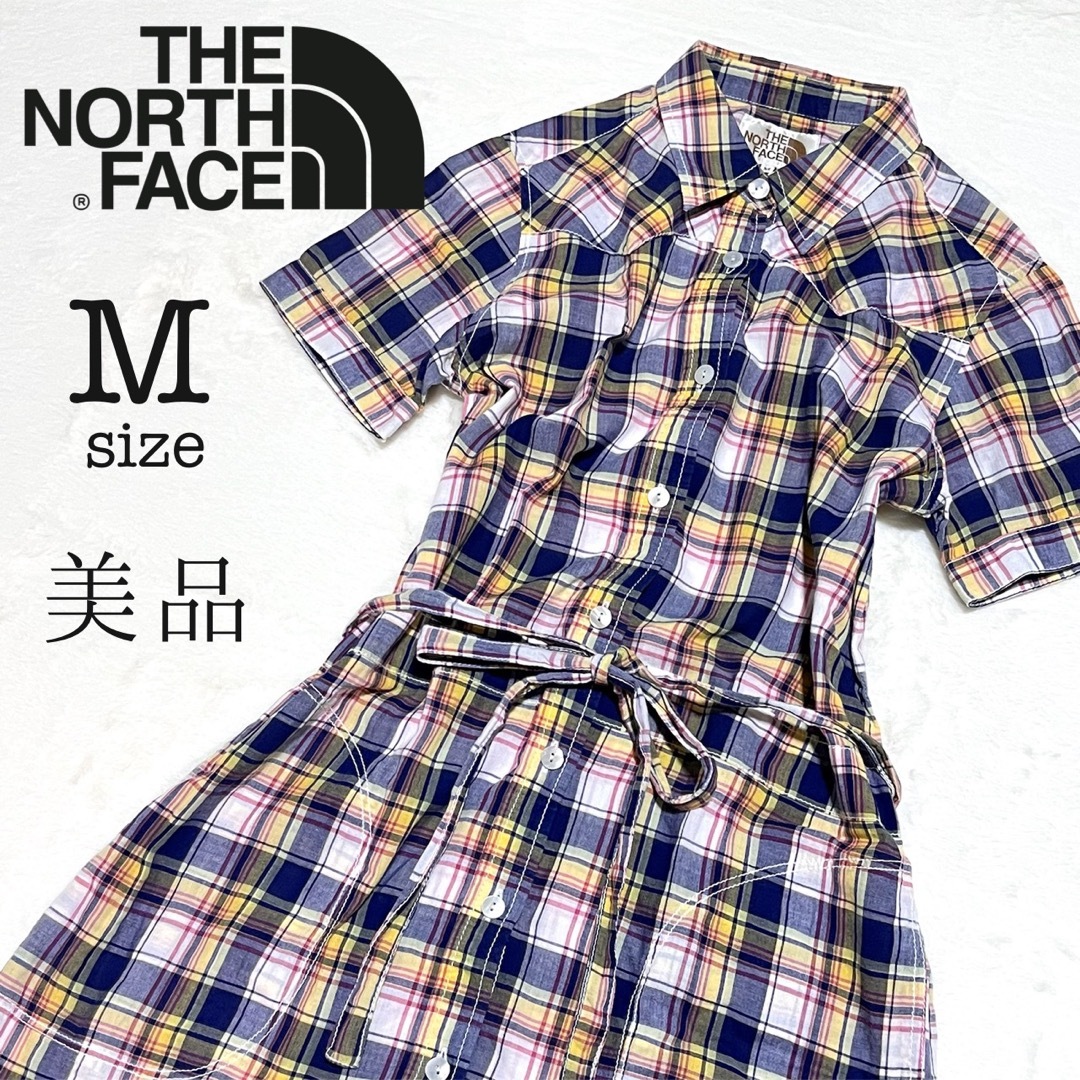 THE NORTH FACE(ザノースフェイス)の【みゆぽん様専用】ノースフェイス  チェック柄　シャツワンピース　M レディースのトップス(シャツ/ブラウス(半袖/袖なし))の商品写真