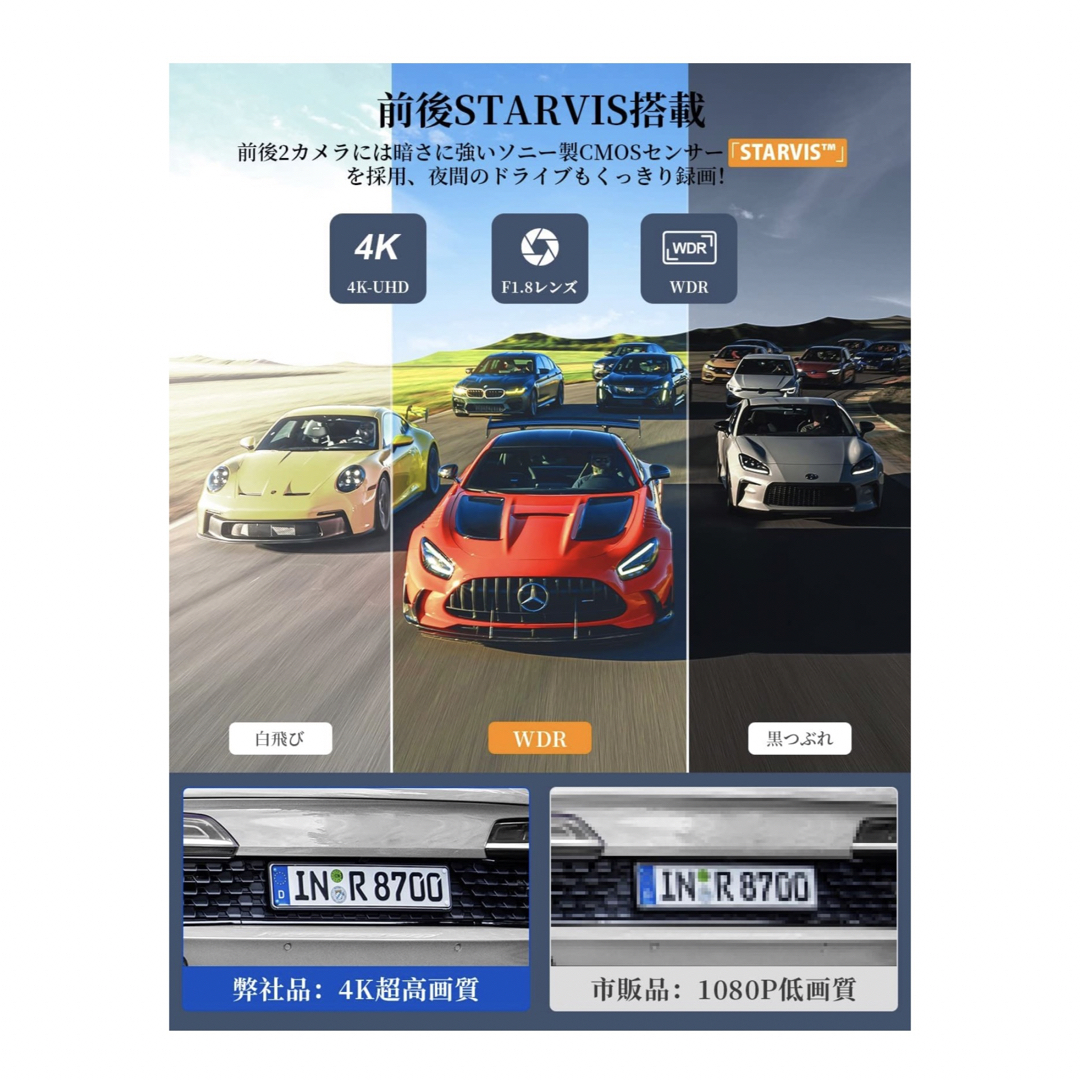2022モデル・史上初4K画質】ドライブレコーダー ミラー型 11の通販 by