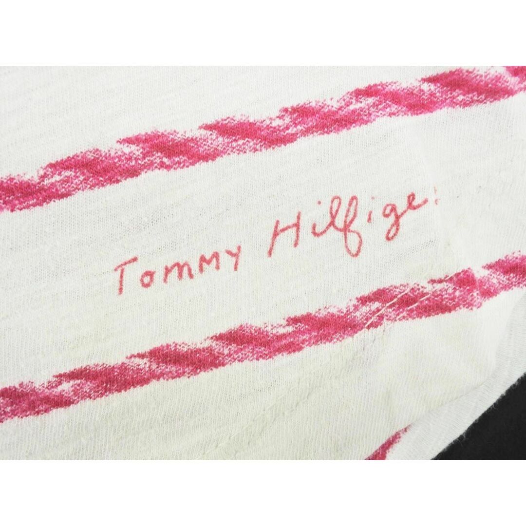 TOMMY HILFIGER(トミーヒルフィガー)のTOMMY HILFIGER トミーヒルフィガー Vネック ボーダー 半袖 Tシャツ sizeM/白 ■◆ レディース レディースのトップス(Tシャツ(半袖/袖なし))の商品写真