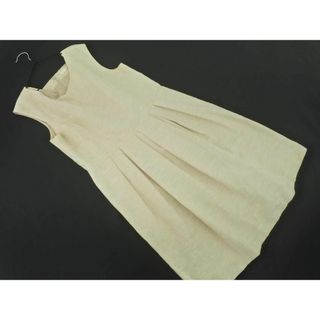 ナチュラルビューティー(NATURAL BEAUTY)のNATURAL BEAUTY ナチュラルビューティー ジャガード ノースリーブ ワンピース size13/ベージュ ■◆ レディース(ひざ丈ワンピース)