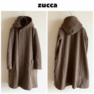 ズッカ(ZUCCa)のzucca ウールメルトン フード ロングコート S ブラウン トープ(ロングコート)