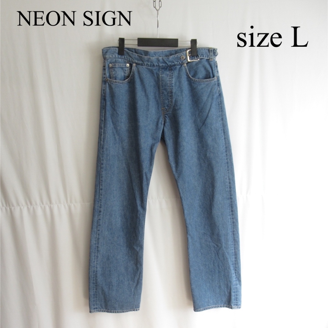 NEON SIGN デザイン ワイド デニム パンツ ジーンズ 48 ジーパン
