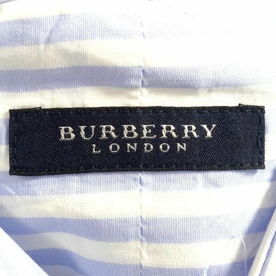 BURBERRY(バーバリー)の英国製 バーバリーロンドン シャツ M メンズ 長袖 ボーダー 青 TY2523 メンズのトップス(シャツ)の商品写真