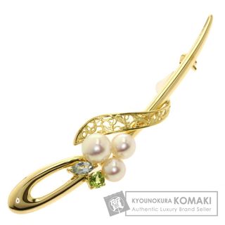 タサキ(TASAKI)のTASAKI アコヤパール 真珠 ペリドット ブルートパーズ ブローチ K18YG レディース(ブローチ/コサージュ)