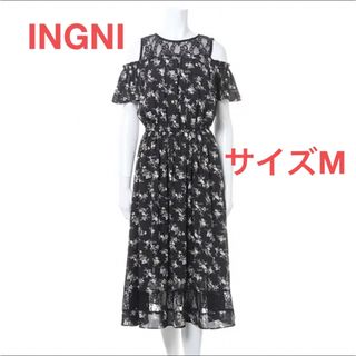 イング(INGNI)の【INGNI】オフショル レース 花柄 ワンピース 黒 超美品 M(ロングワンピース/マキシワンピース)