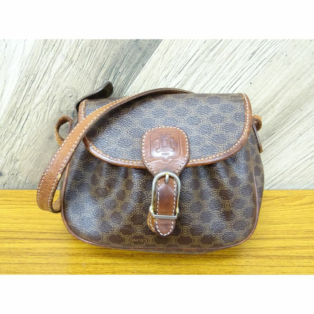 CELINE - K広018/ CELINE マカダム PVC レザー ショルダーバッグ