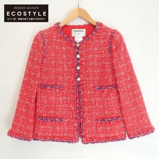 シャネル ノーカラージャケット(レディース)(レッド/赤色系)の通販