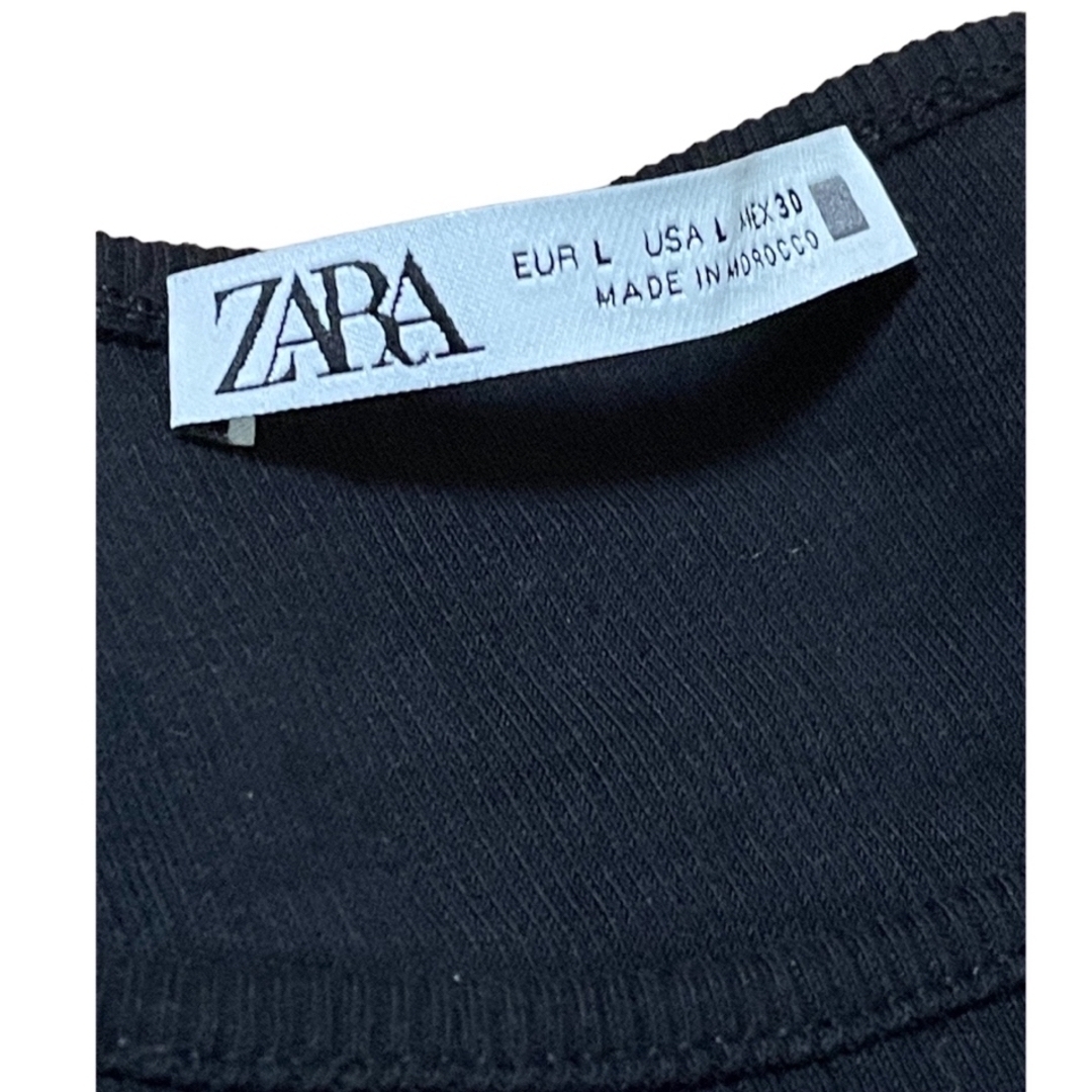 ZARA(ザラ)の◆ZARA◆超美品◆コットンポプリン ワンピース フリル袖◆黒 レディースのワンピース(ロングワンピース/マキシワンピース)の商品写真