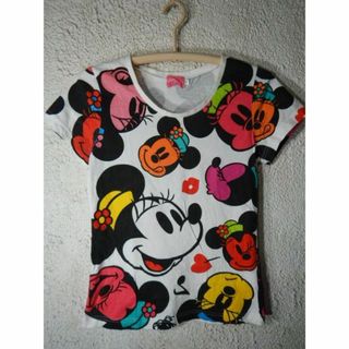 ディズニー(Disney)のo6699　ディズニー　レディース　ミニー　マウス　総柄　デザイン　tシャツ(Tシャツ(半袖/袖なし))