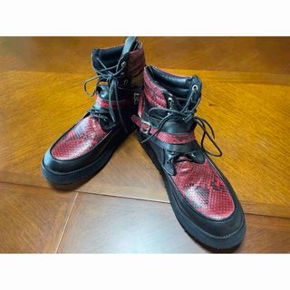 size4327㎝程のサイズ感14th Addiction ペイント加工 レザー ハイカット スニーカー