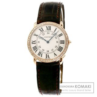 カルティエ(Cartier)のCARTIER WR000651 ロンド ルイ カルティエ LM 36mm ダイヤモンド 腕時計 K18PG アリゲーター ダイヤモンド メンズ(腕時計(アナログ))