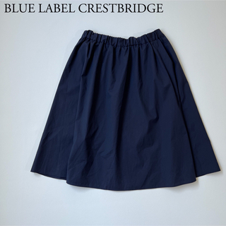 ブルーレーベルクレストブリッジ(BLUE LABEL CRESTBRIDGE)のブルーレーベルクレストブリッジ　フレアスカート　ウエストゴム　ネイビー(ひざ丈スカート)