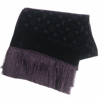 ルイヴィトン(LOUIS VUITTON)の極美品□LOUIS VUITTON/ルイヴィトン M71993 エシャルプ・ブルール モノグラム シルク混 ベロア フリンジマフラー パープル 伊製 正規品(マフラー)