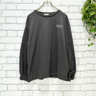 イング(INGNI)のE640【クルーネックロングロゴＴシャツ／スウェット】Ｍ（イング）グレー　刺繍(Tシャツ(長袖/七分))