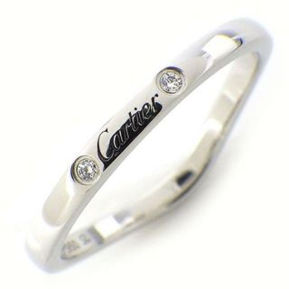 カルティエ(Cartier)のカルティエ Cartier リング バレリーナ ウエディング バンド ロゴ 3ポイント ダイヤモンド PT950 15号 / #55 【中古】(リング(指輪))