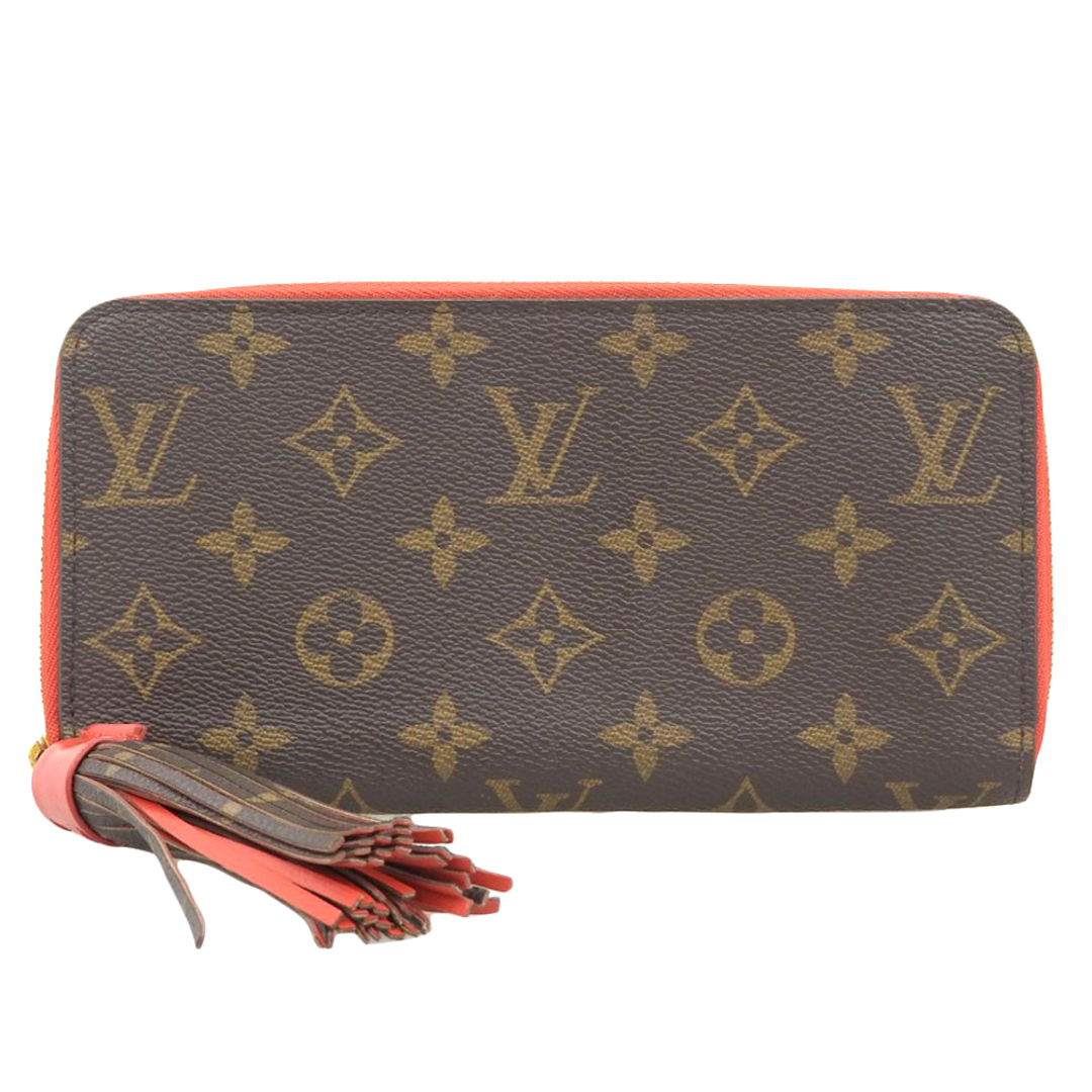 【本物保証】 ルイヴィトン LOUIS VUITTON モノグラム ジッピーウォレット ラウンドファスナー長財布 コクリコ M62402 フリンジ タッセル