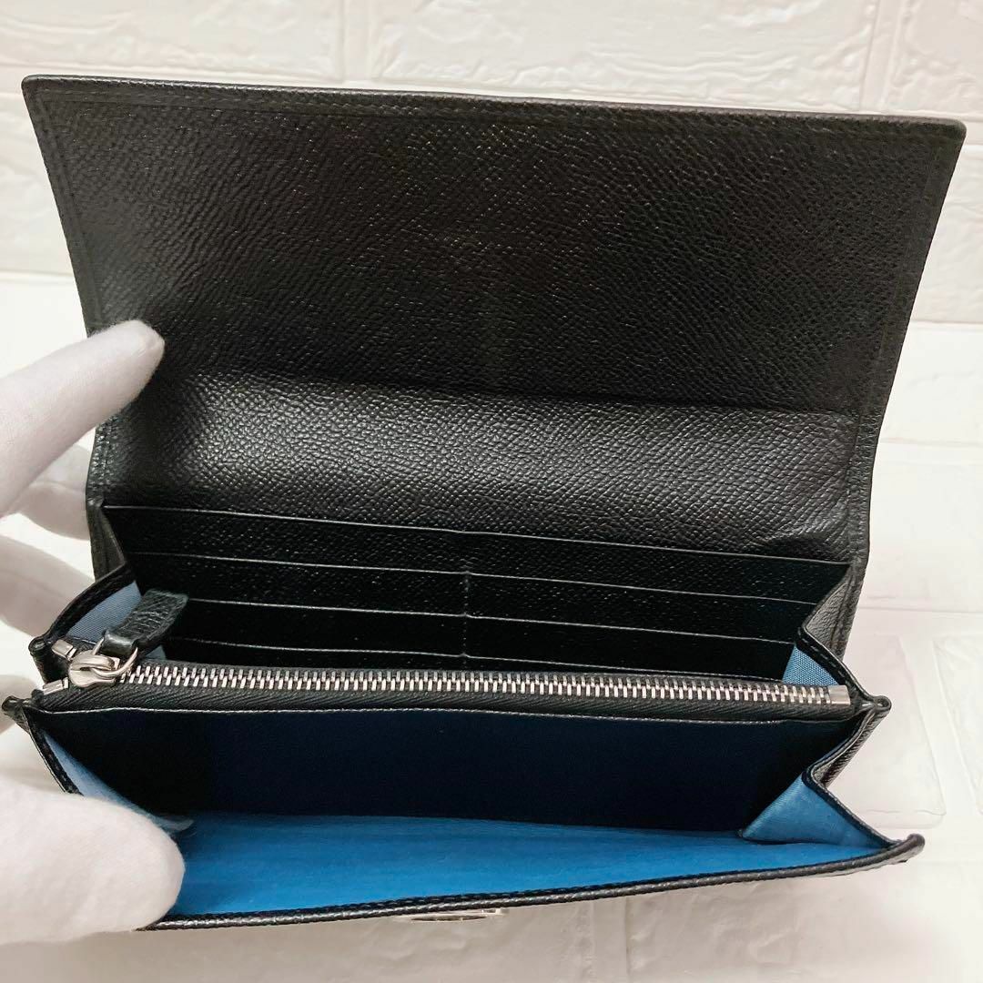 ブルガリ BVLGARI ロゴクリップ 二つ折り 長財布 レザー ブラック