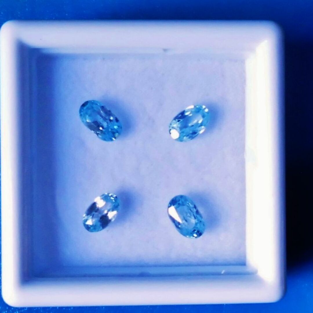 ✨天然🤷‍♂️ブルージルコン🤷‍♂️ 1.52ct(4pcs) 🎶ケース付 レディースのアクセサリー(その他)の商品写真