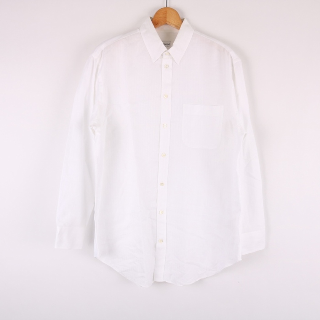 アルマーニコレッツォーニ シャツ 長袖 Yシャツ 無地 カットソー 大きいサイズ メンズ 41/16サイズ ホワイト ARMANI COLLEZIONI