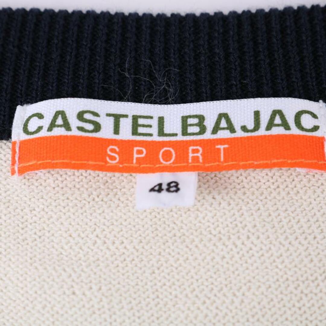 CASTELBAJAC(カステルバジャック)のカステルバジャック SPORT ニットベスト Vネック ボーダー ゴルフウエア トップス メンズ 48サイズ アイボリー JC de CASTELBAJAC メンズのトップス(ベスト)の商品写真