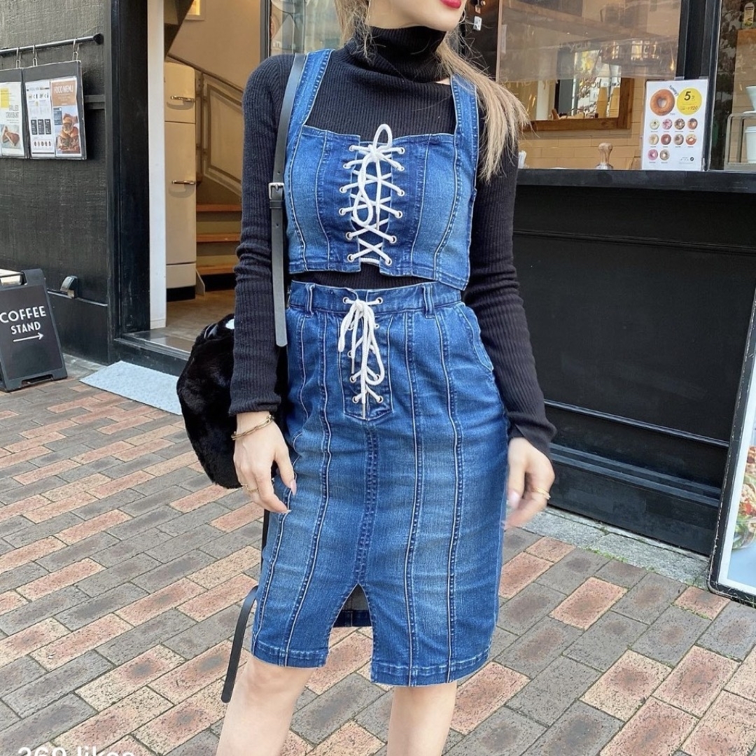 mirror9(ミラーナイン)のミラーナイン　Lace up denim set up レディースのレディース その他(セット/コーデ)の商品写真