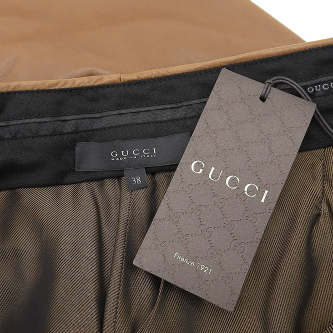 Gucci(グッチ)の未使用 グッチ GUCCI ラムレザーパンツ レディース ライトブラウン size38 Y01510 レディースのパンツ(その他)の商品写真