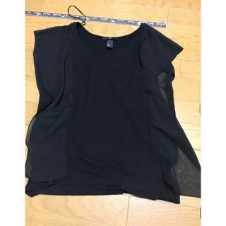 エイチアンドエム(H&M)のH &M ドレープ　シャツ　黒(Tシャツ(半袖/袖なし))