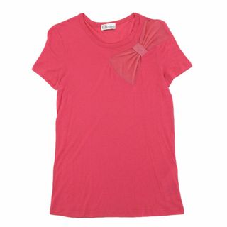 レッドヴァレンティノ(RED VALENTINO)の美品 レッドヴァレンチノ RedValentino レース リボン Tシャツ レディース ピンク sizeS Y01518(Tシャツ(半袖/袖なし))