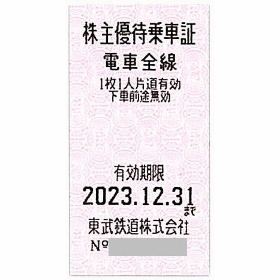 東武鉄道株主優待乗車証　10枚　2023/12/31迄