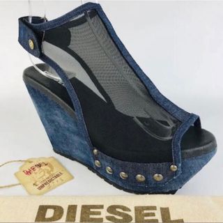 ディーゼル(DIESEL)の美品★DIESEL・デニム地 メッシュ プラットフォームサンダル 36（23㎝）(サンダル)