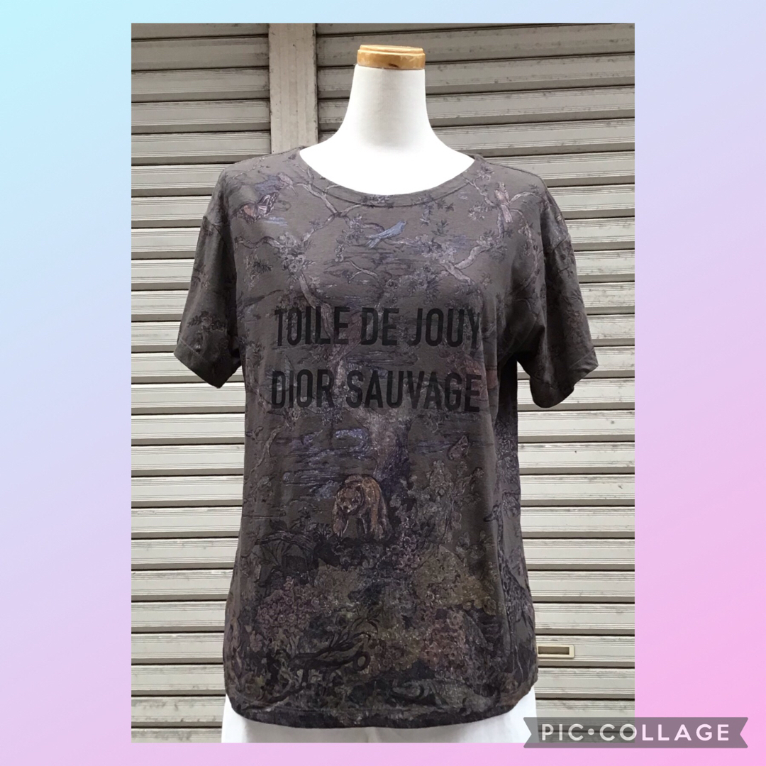 50㎝着丈????　クリスチャンディオール　DIOR SAUVAGE プリントTシャツ　カーキ