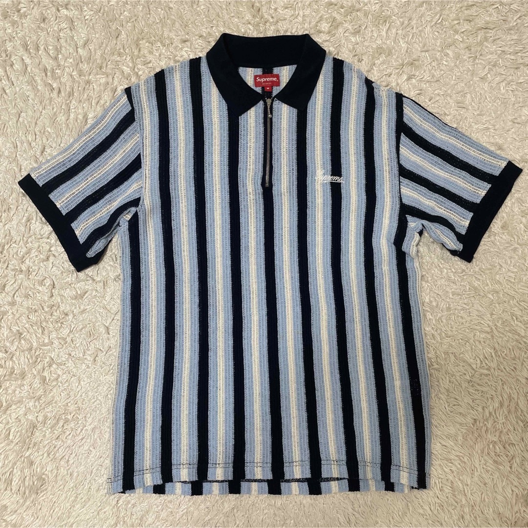 supreme Open Knit Stripe Zip Polo Mサイズ-