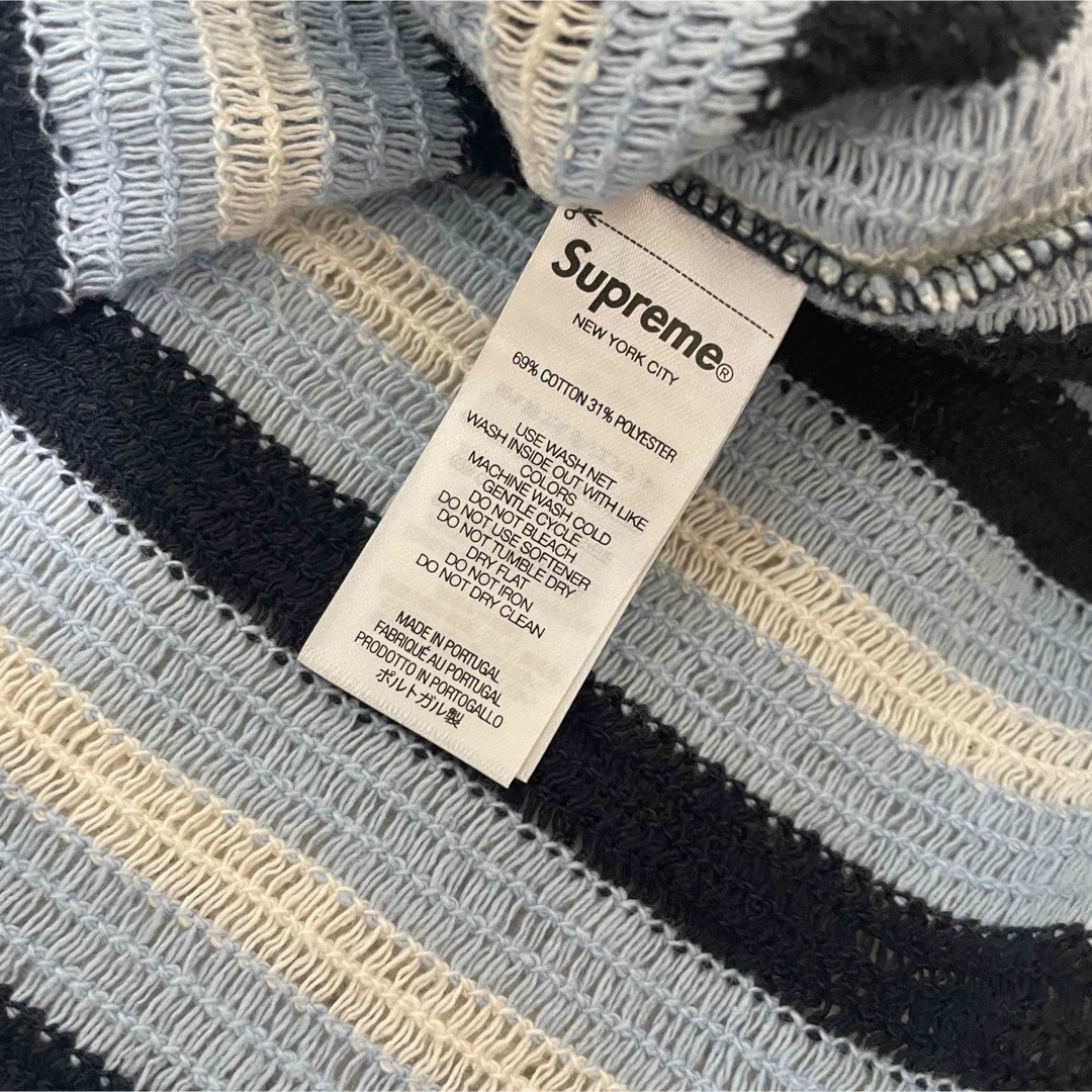 supreme Open Knit Stripe Zip Polo Mサイズ