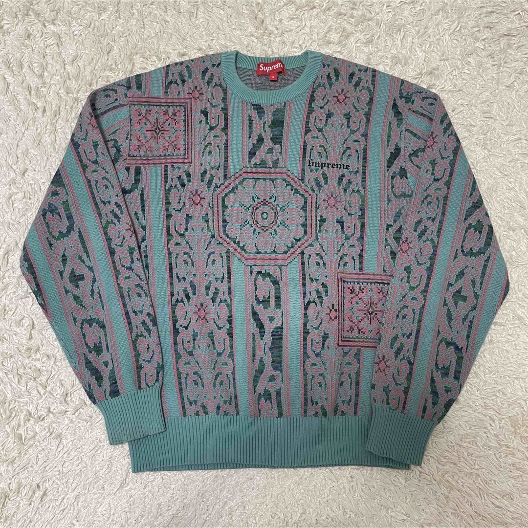 SUPREME Tapestry Sweater "teal" Sサイズ