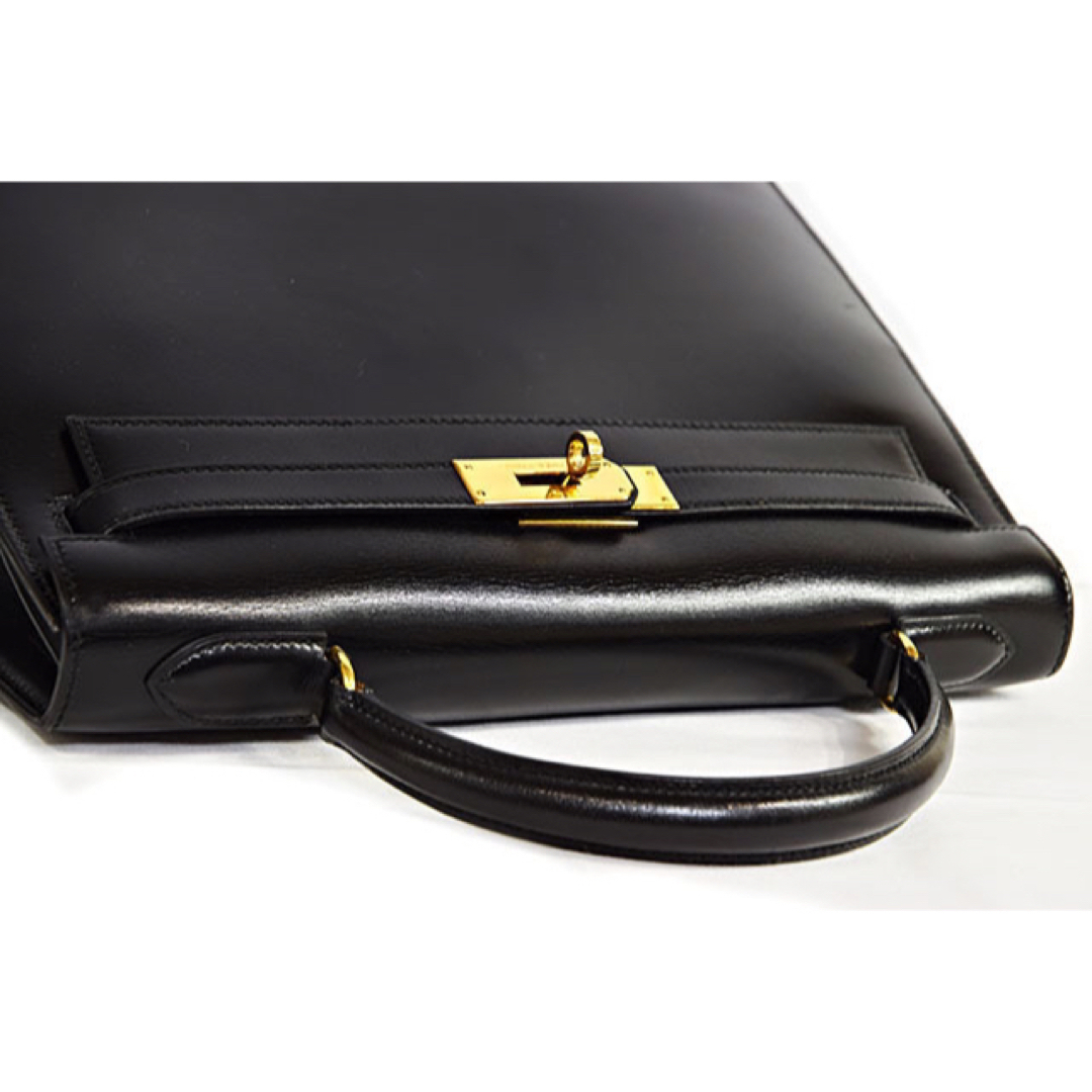 エルメス ケリー32 外縫い 黒 ボックスカーフ G金具 ◯P刻印 ブラック
