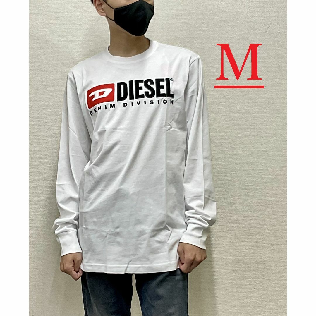 DIESEL(ディーゼル)のディーゼル　長袖Tシャツ 20B23　M　ホワイト　新品　ロゴ　A03768 メンズのトップス(Tシャツ/カットソー(七分/長袖))の商品写真