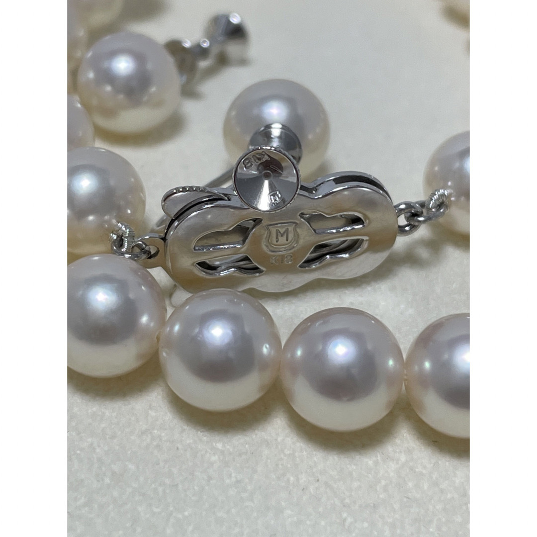 MIKIMOTO(ミキモト)のミキモト　K18 7.5〜8㎜　パールネックレス　8㎜イヤリング　セット　美品 レディースのアクセサリー(ネックレス)の商品写真